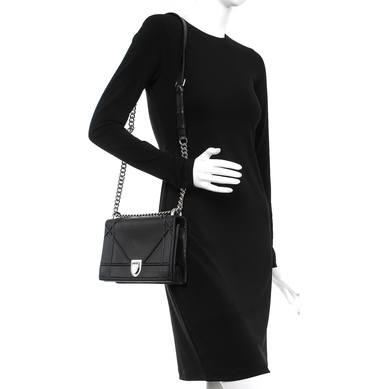 Christian Dior Lambskin Medium Diorama Flap Bag Black 2 of 10