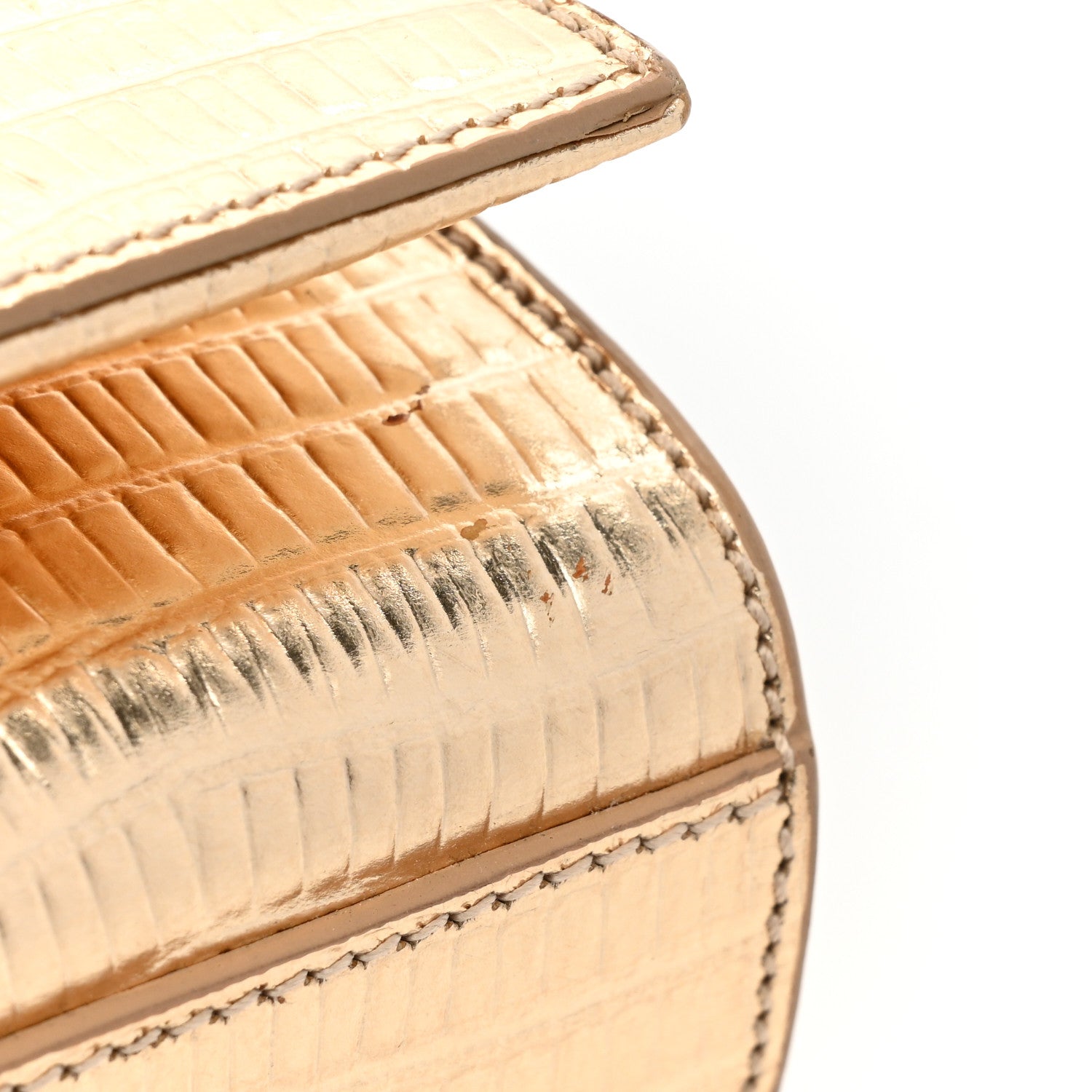 Saint Laurent Metallic Calfskin Crocodile Embossed Small Classic Monogram Kate Tassel Satchel Gold 8 of 12