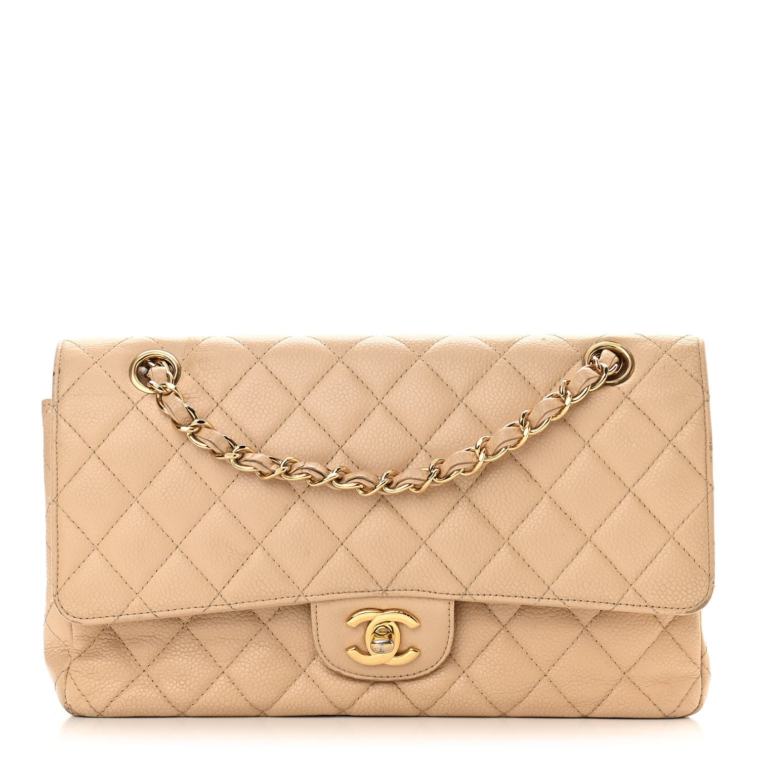 Chanel Caviar Quilted Medium Double Flap Beige 1 of 13