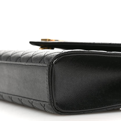 Saint Laurent Grain De Poudre Textured Mixed Matelasse Triquilt Medium Monogram Satchel Black 10 of 10