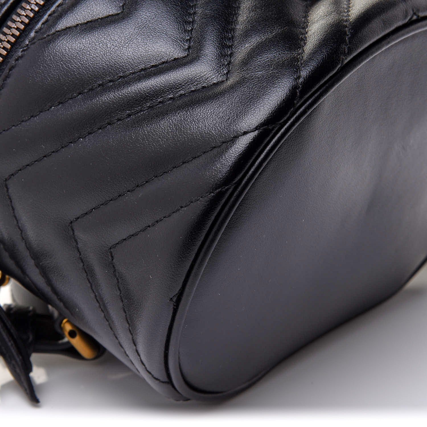 Gucci Calfskin Matelasse Mini GG Marmont Round Backpack Black 5 of 11