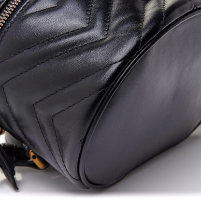 Gucci Calfskin Matelasse Mini GG Marmont Round Backpack Black 5 of 11