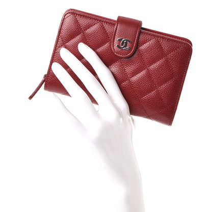 Chanel Caviar Quilted Zipped Pocket Wallet Red 2 of 9