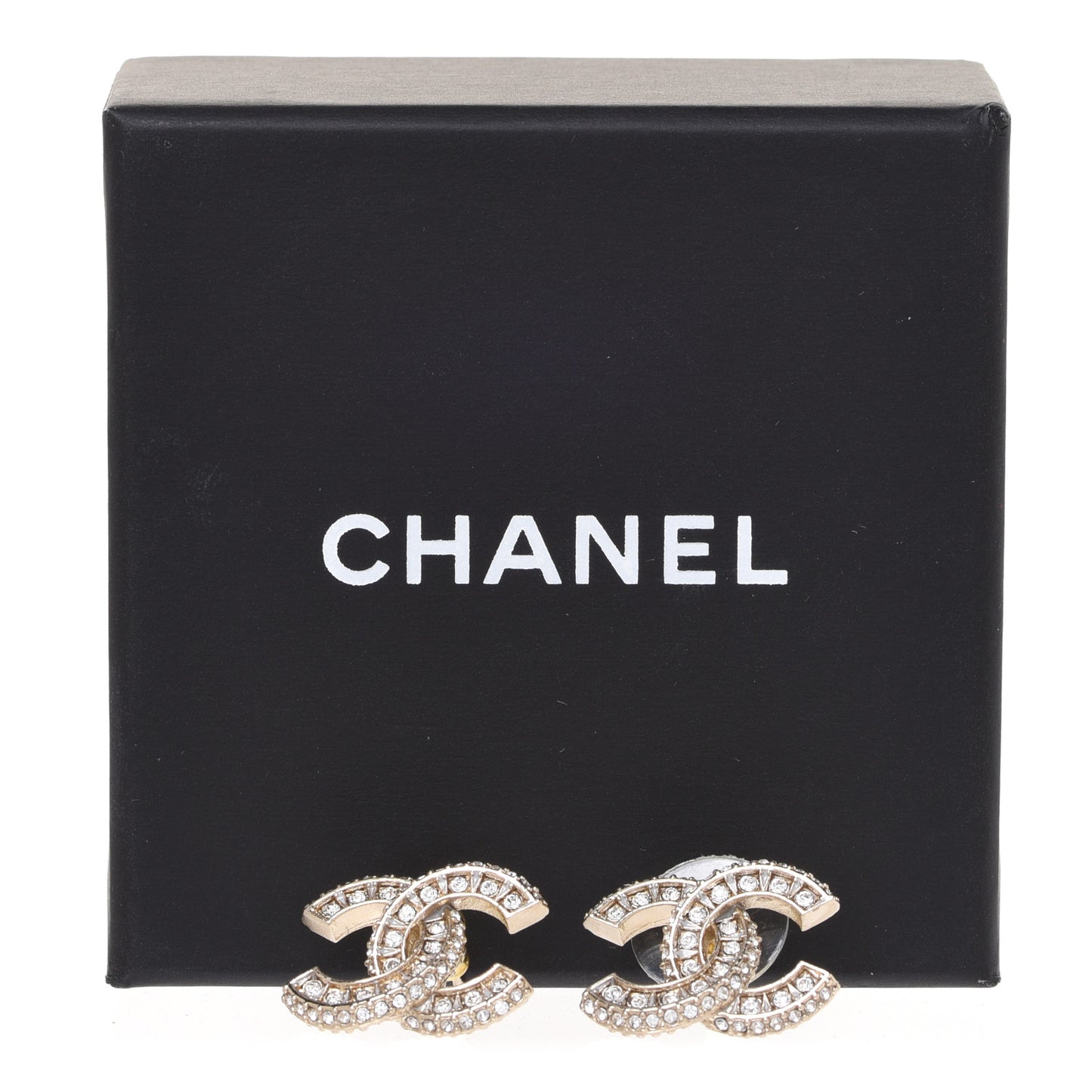 Crystal Timeless CC Earrings Light Gold