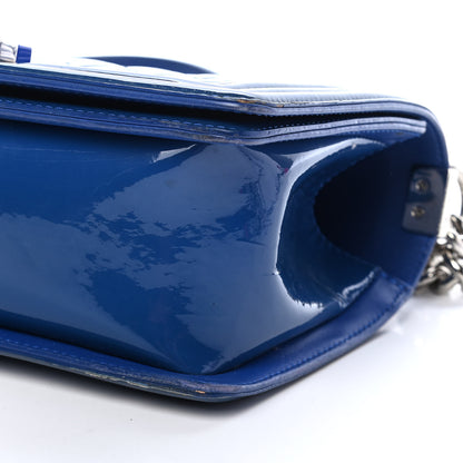 Chanel Patent Calfskin Quilted Medium Plexiglass Boy Flap Blue 9 of 13