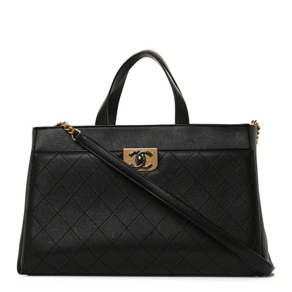 Chanel Calfskin Stitched Large Straight Lines Shopping Tote Black 1 of 8