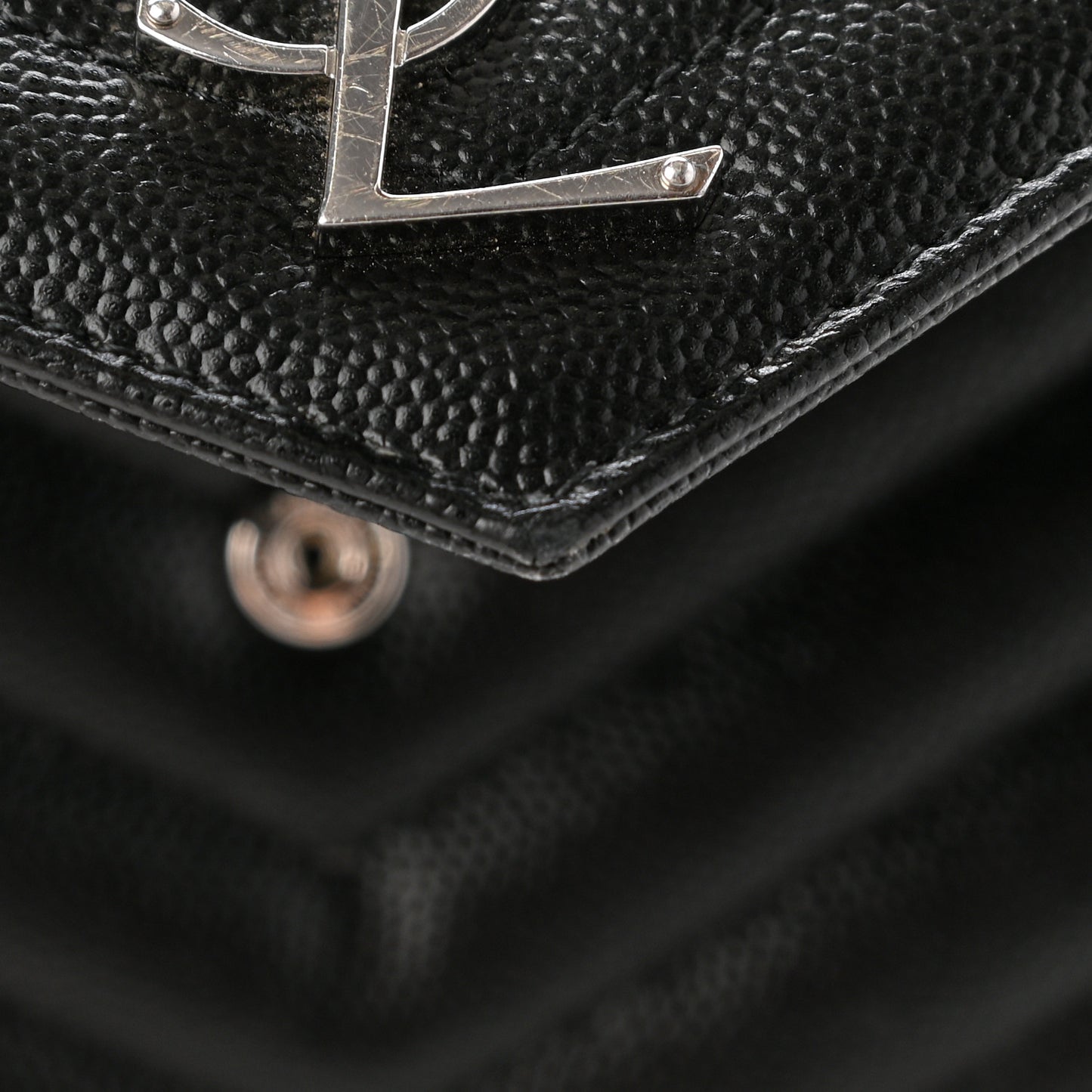 Grain De Poudre Matelasse Chevron Monogram Envelope Clutch Black