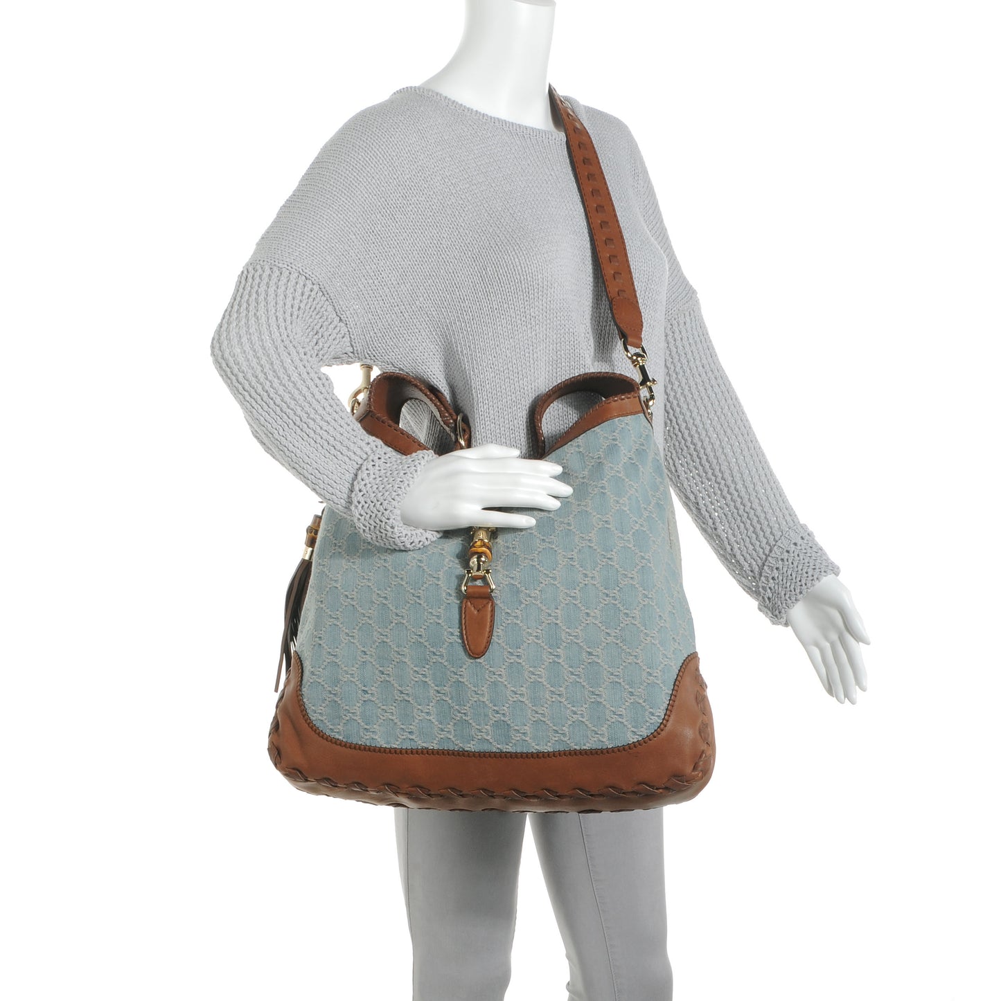 Blue Denim Jackie Monogram Hobo