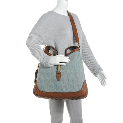 Gucci Blue Denim Jackie Monogram Hobo 2 of 7