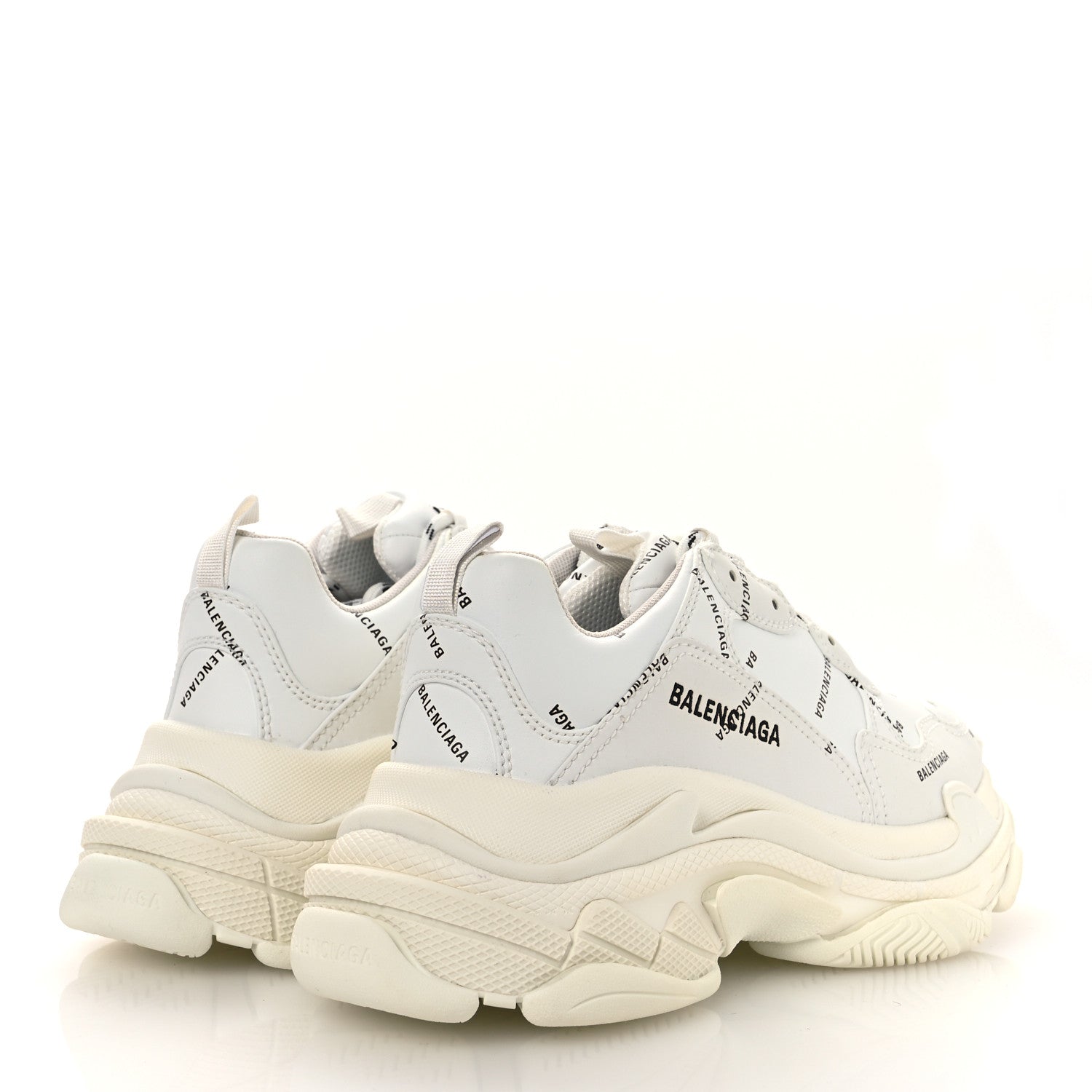 Balenciaga Technical Fabric Allover Logo Womens Triple S Sneakers 39 White Black 5 of 10