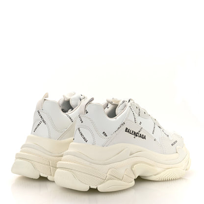 Balenciaga Technical Fabric Allover Logo Womens Triple S Sneakers 39 White Black 5 of 10