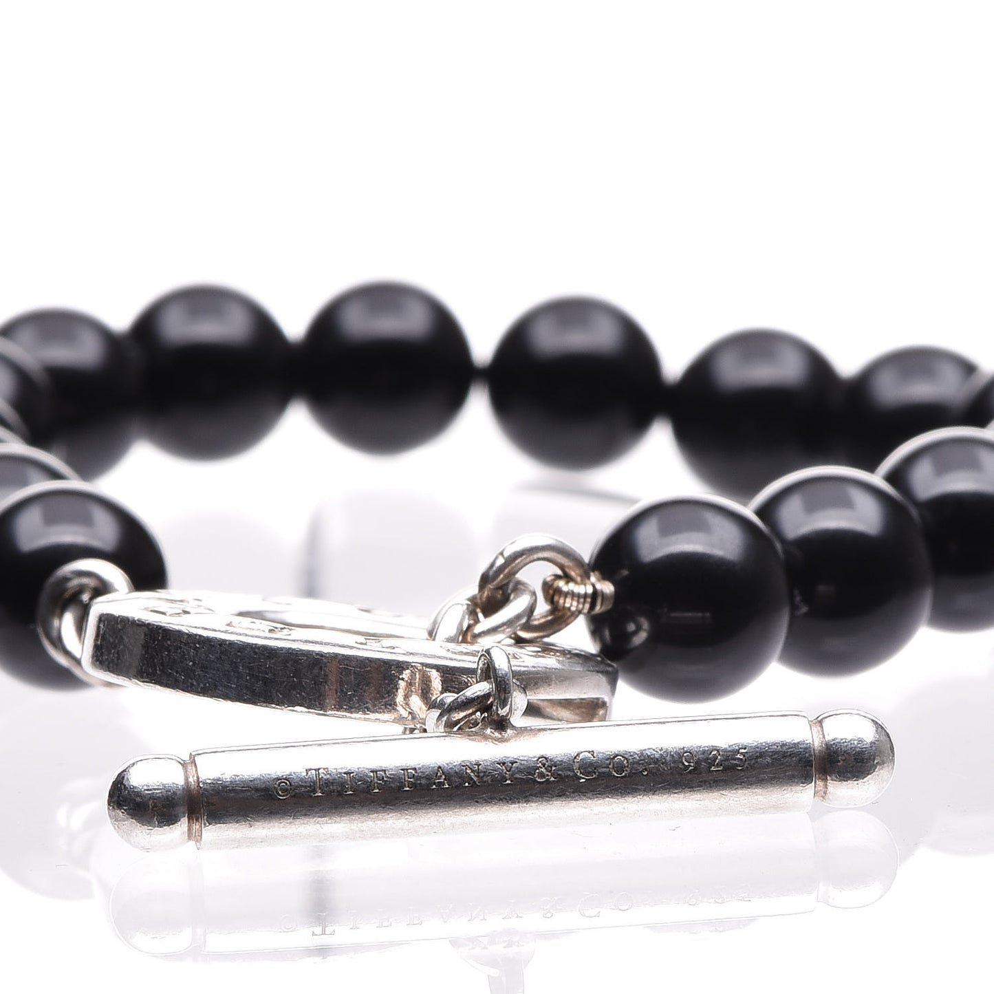 Sterling Silver Black Onyx Bead Toggle Bracelet