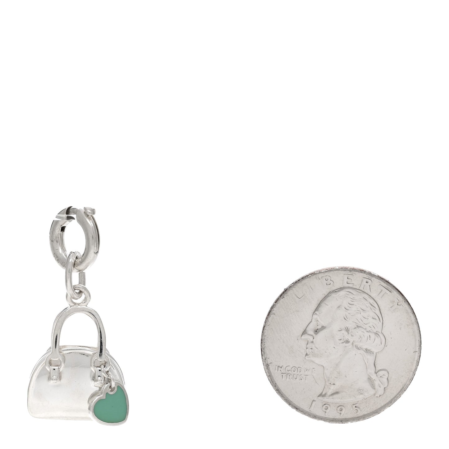 Sterling Silver Enamel Shopping Bag Heart Charm Blue