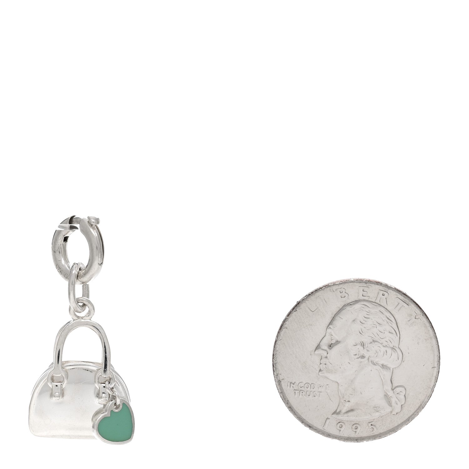 Tiffany Sterling Silver Enamel Shopping Bag Heart Charm Blue 2 of 3