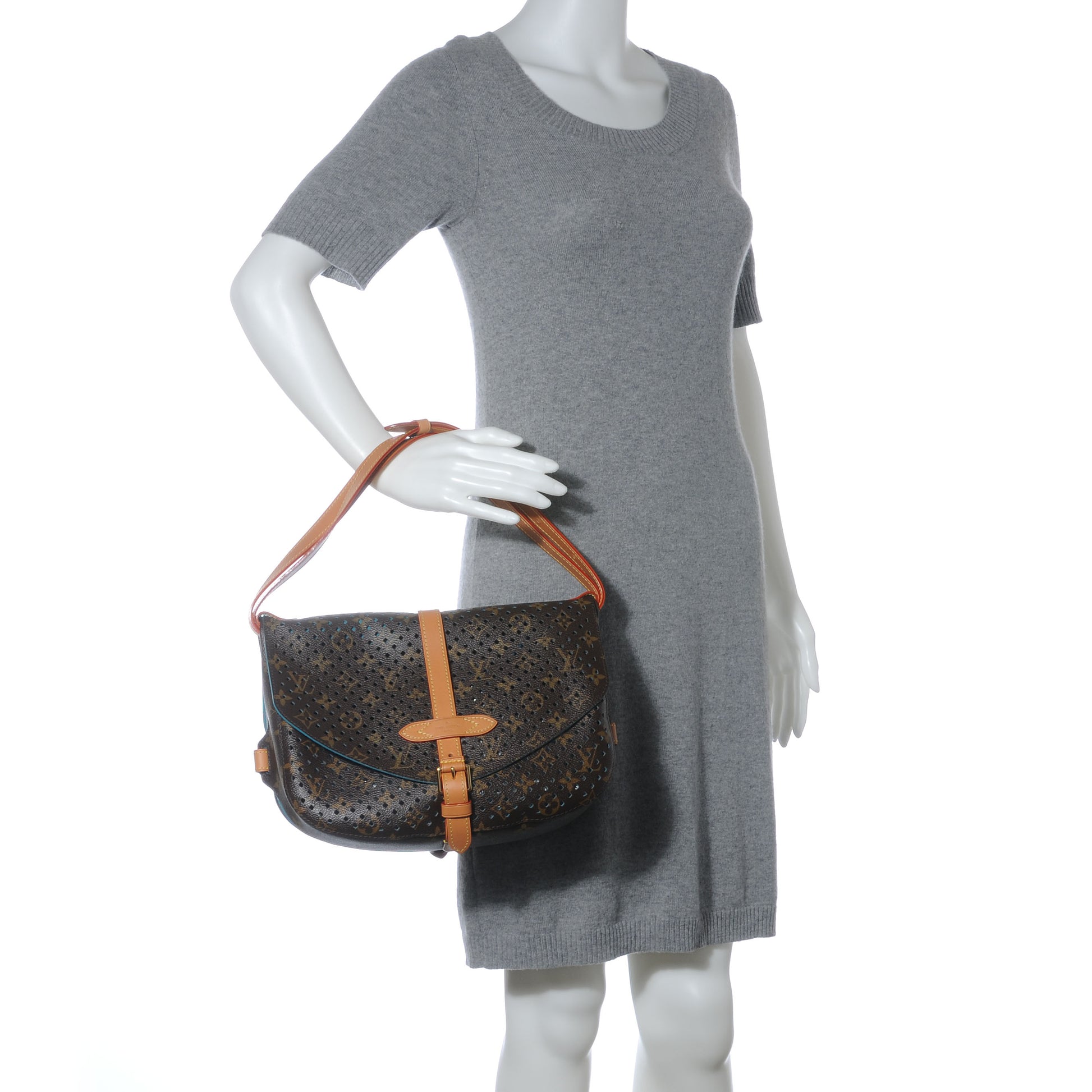 Louis Vuitton Monogram SC Flore Saumur Teal 2 of 8