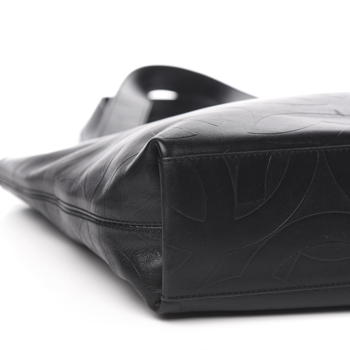 Calfskin Embossed CC Shoulder Bag Black