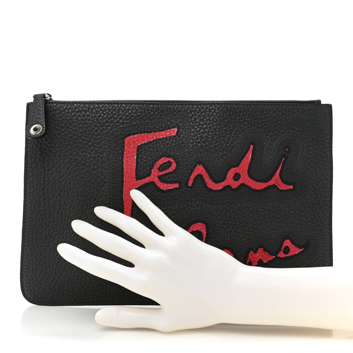 Cuoio Romano Logo Clutch Black