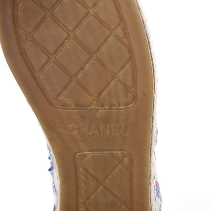 Chanel Tweed Grosgrain CC Espadrilles 41 White Blue Pink Green Black 6 of 8
