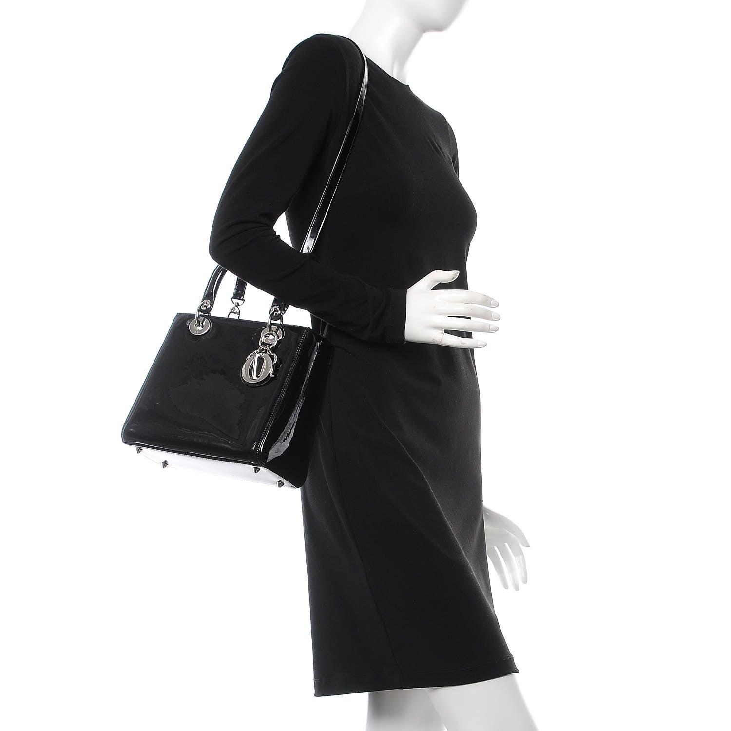 Christian Dior Patent Medium Lady Dior Black 2 of 8