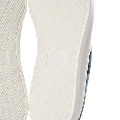 Gucci GG Supreme Monogram Blooms Womens Slip On Sneakers 37 Beige Blue Navy Red 6 of 8