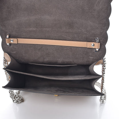 Fendi Vitello Liberty Dolce Scalloped Studded Scrollwork Kan I Shoulder Bag Cuoio White 5 of 7
