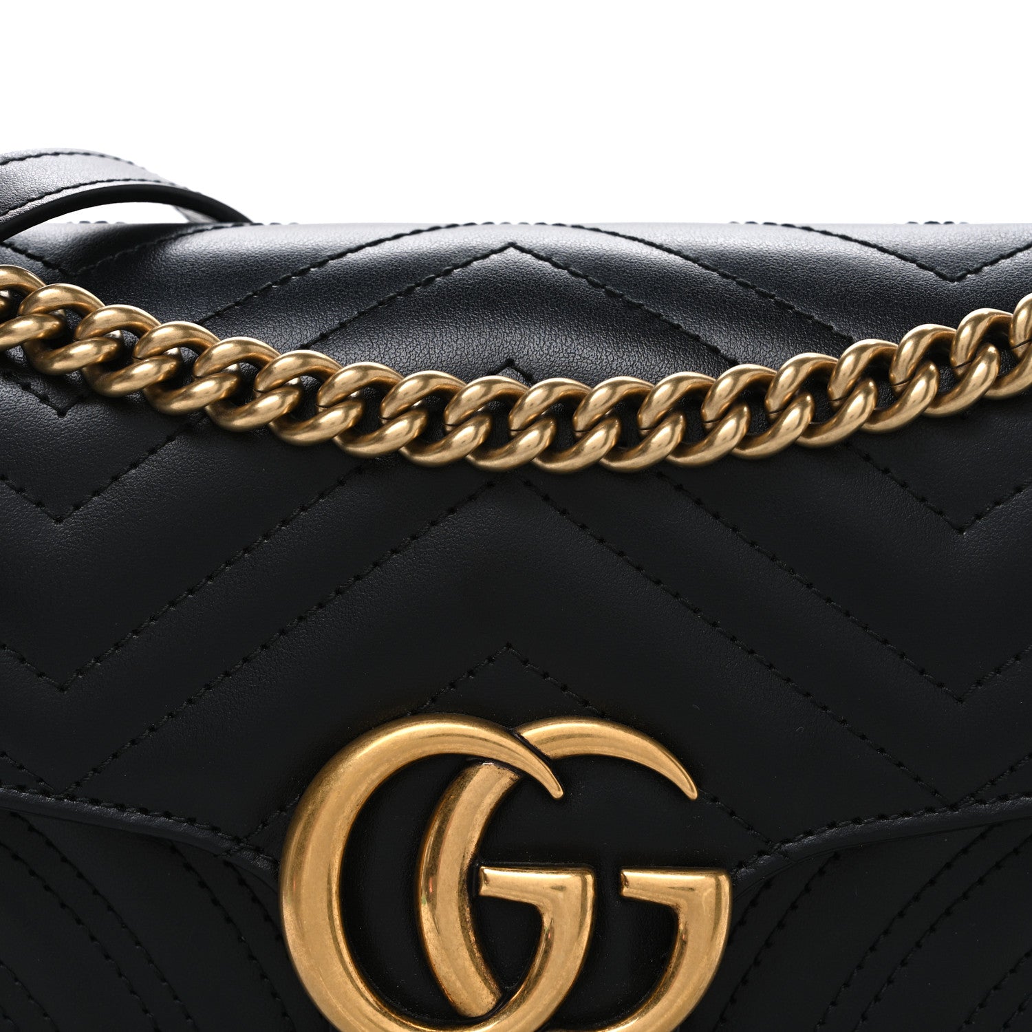 Gucci Calfskin Matelasse Small GG Marmont Shoulder Bag Black 8 of 10