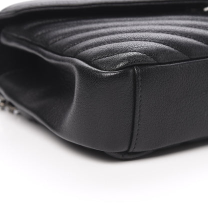 Saint Laurent Sheepskin Matelasse Chevron Monogram Medium College Bag Black 8 of 11