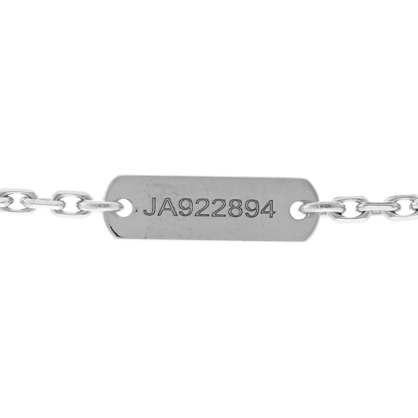 18K White Gold Diamond Guilloche Vintage Alhambra Pendant Necklace