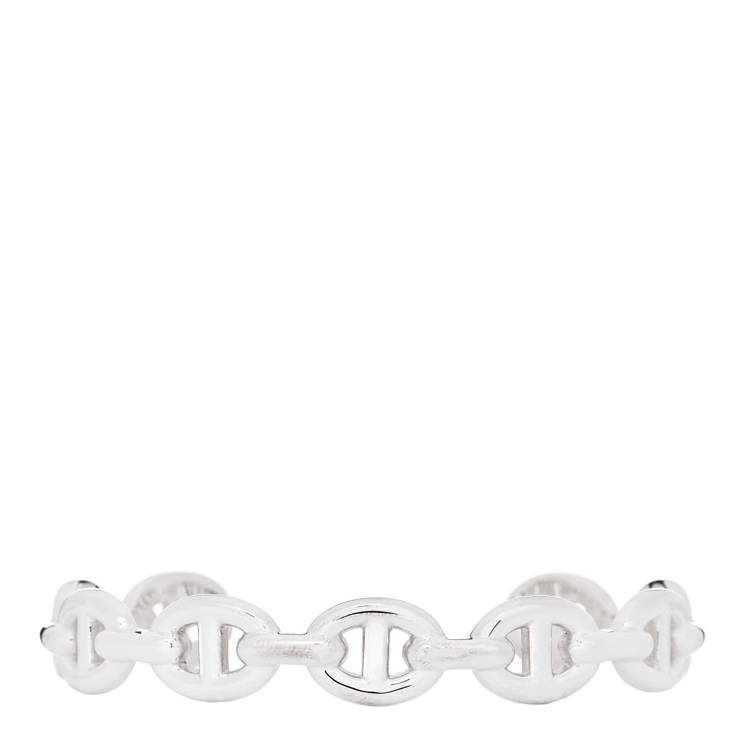 Hermes Sterling Silver MM Chaine d'Ancre Enchainee Cuff Bracelet SH 1 of 6