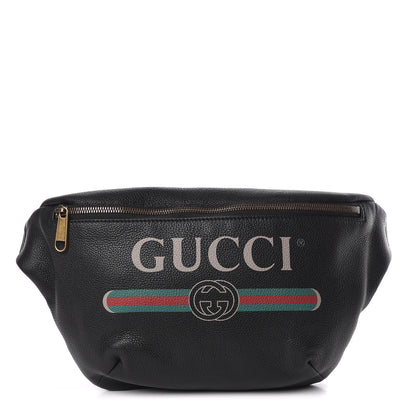 Gucci Grained Calfskin Logo Belt Bag Black 1 of 12