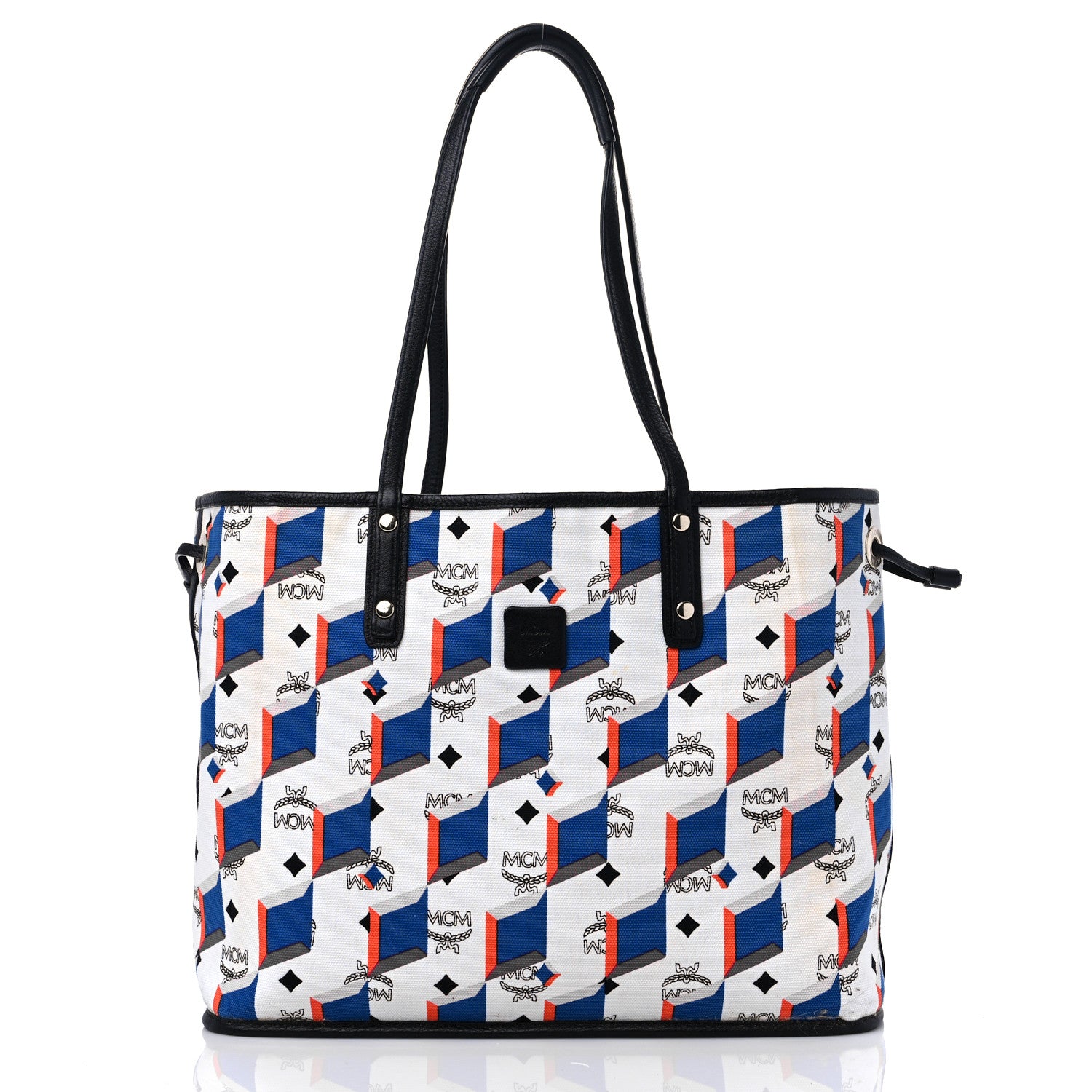 MCM Visetos Medium Project Reversible Shopper Tote White 11 of 17