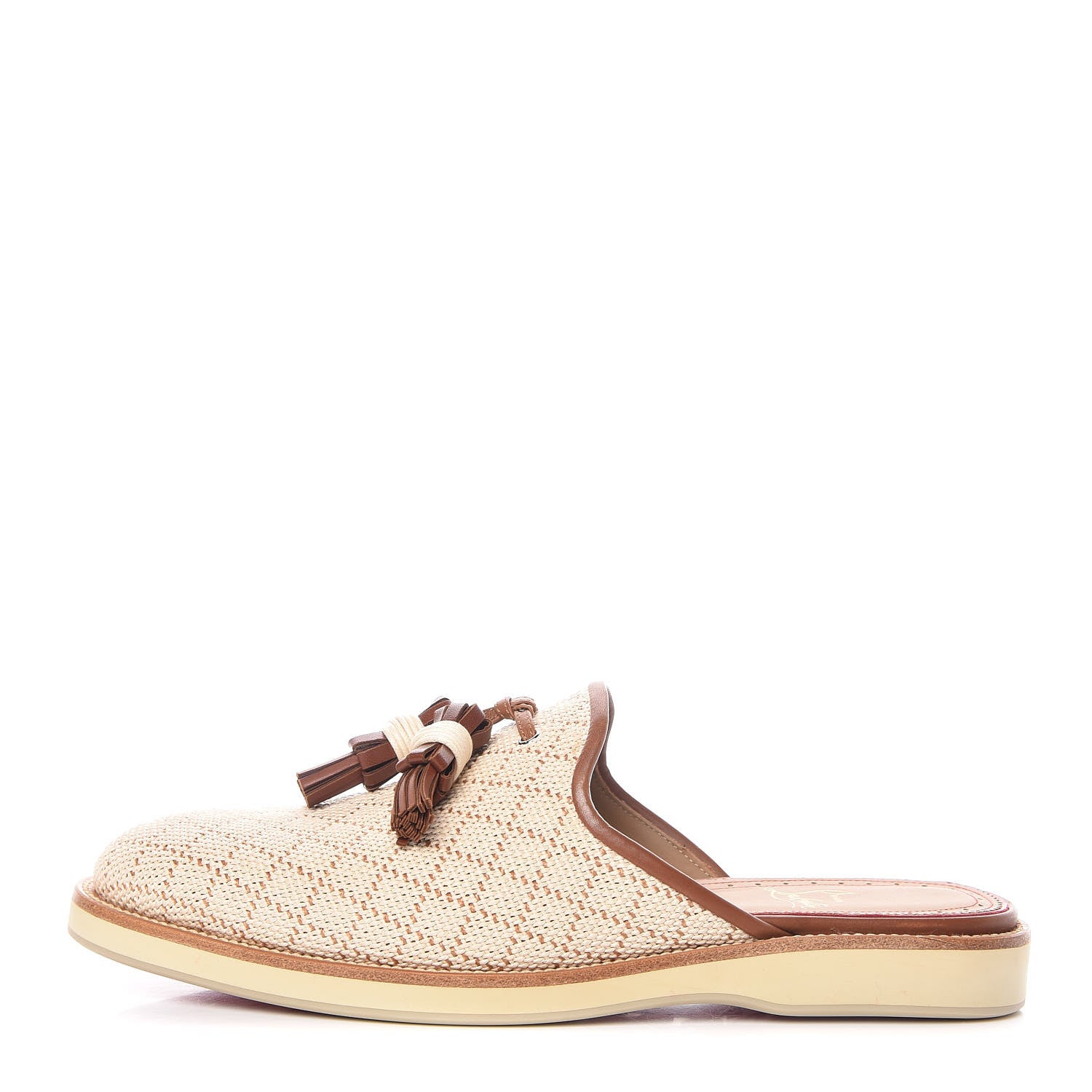 Christian Louboutin Calfskin Nappa Paille Matelasse Mens Youseffo Flat 41 Beige Cuoio 1 of 9