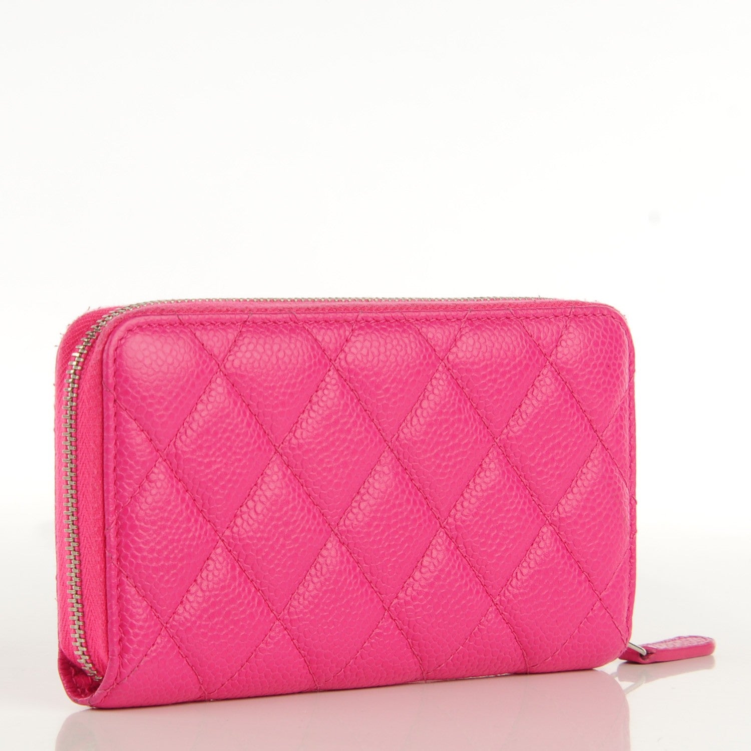 Chanel Caviar Quilted Small Zip Around Wallet Fuchsia 3 of 8