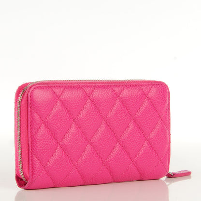 Chanel Caviar Quilted Small Zip Around Wallet Fuchsia 3 of 8