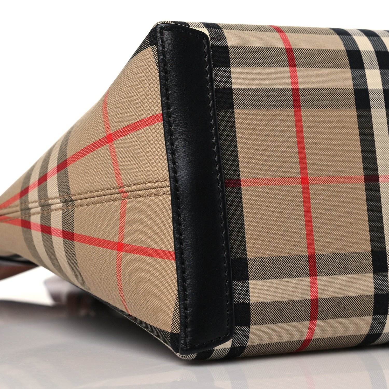 Burberry Calfskin Vintage Check Small Society Top Handle Bag Archive Beige Black 7 of 8