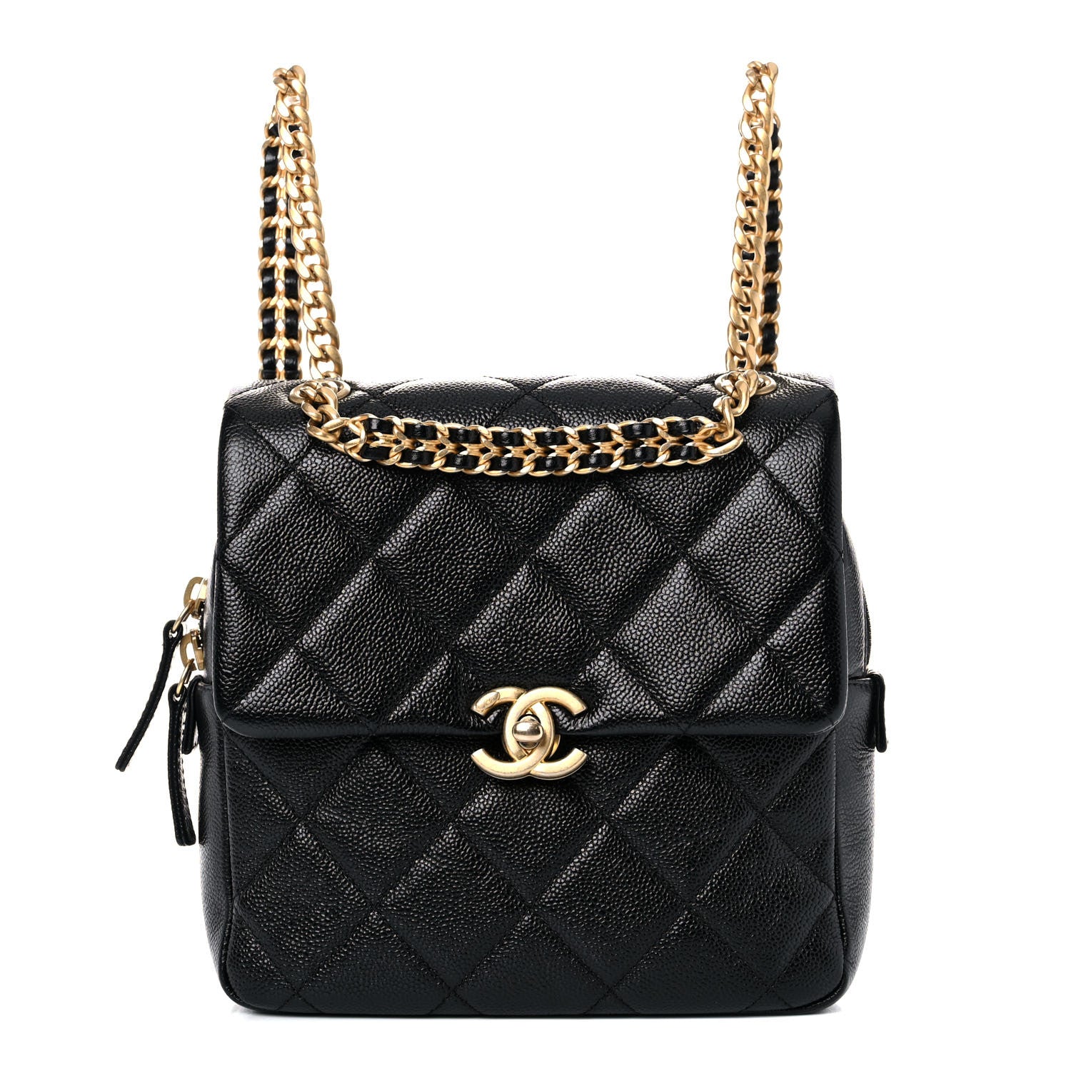 Chanel Shiny Caviar Quilted Chain Melody Backpack Black 1 of 10