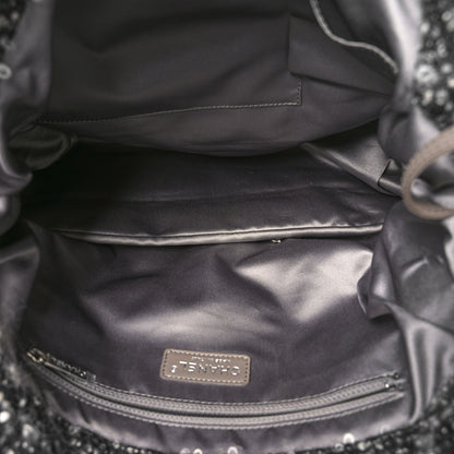 Chanel Tweed Lambskin Drawstring Tweedy Tote Black 5 of 10