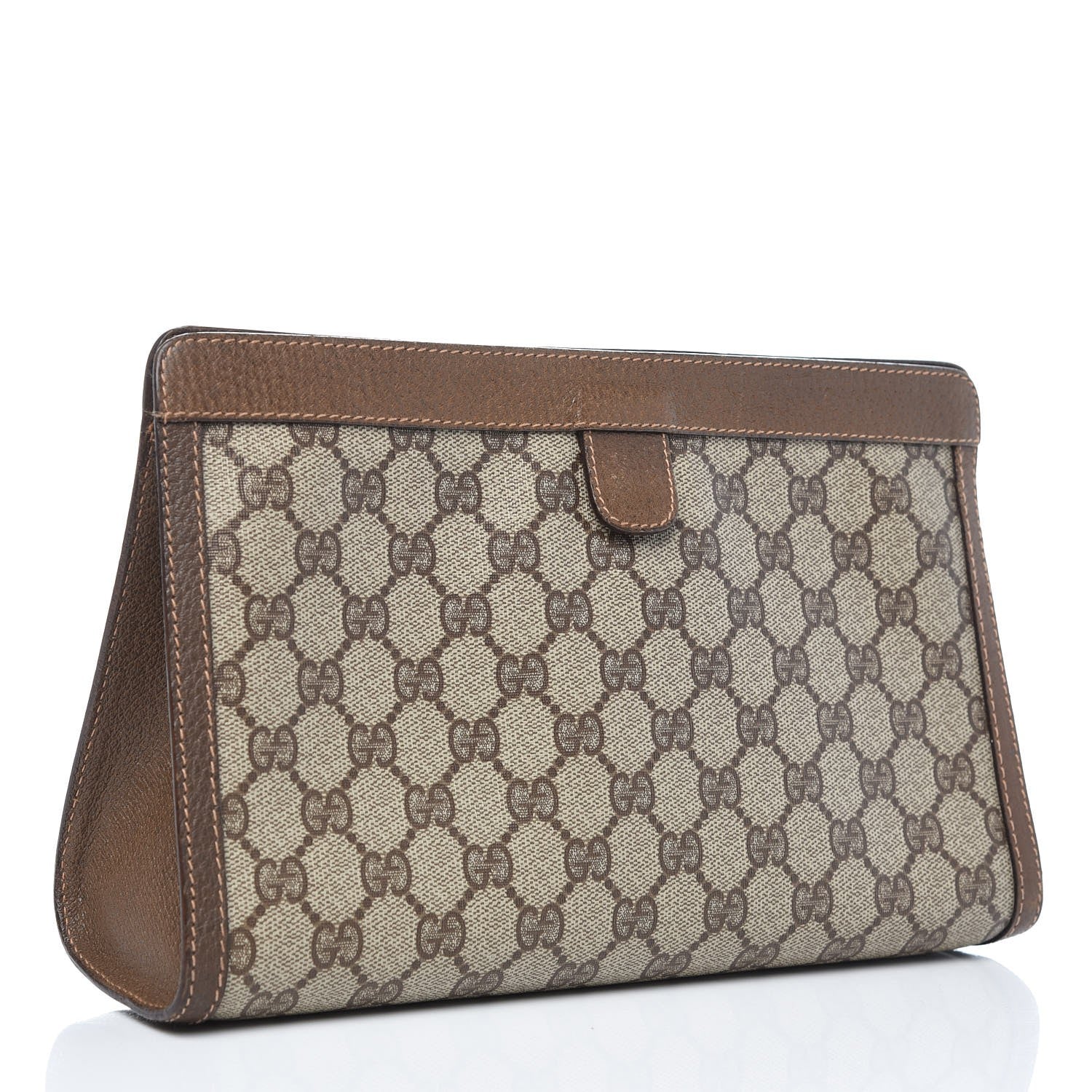 Gucci Coated Canvas Monogram Web Clutch Brown 2 of 14