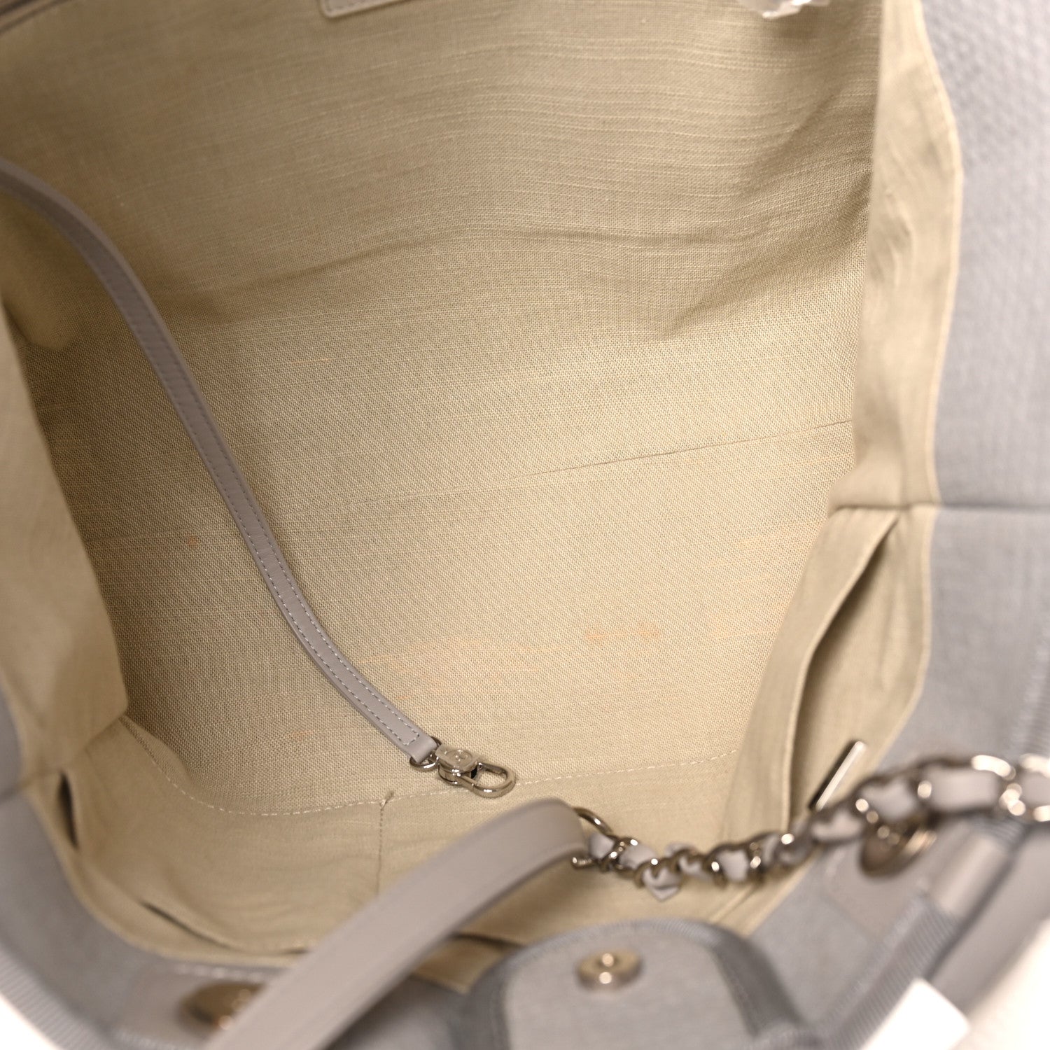 Chanel Mixed Fibers Small Deauville Tote Light Grey 6 of 11