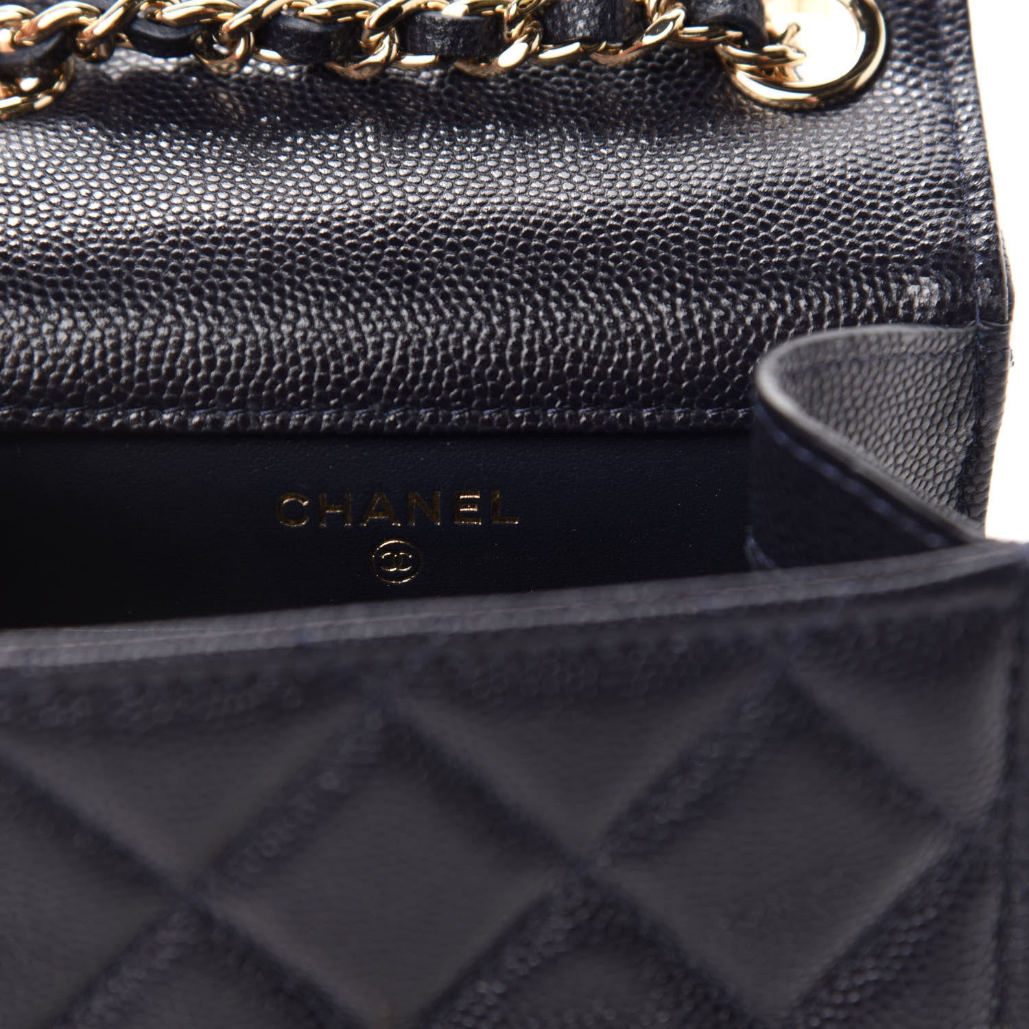 Chanel Caviar Quilted Classic Phone Holder Navy 8 of 11