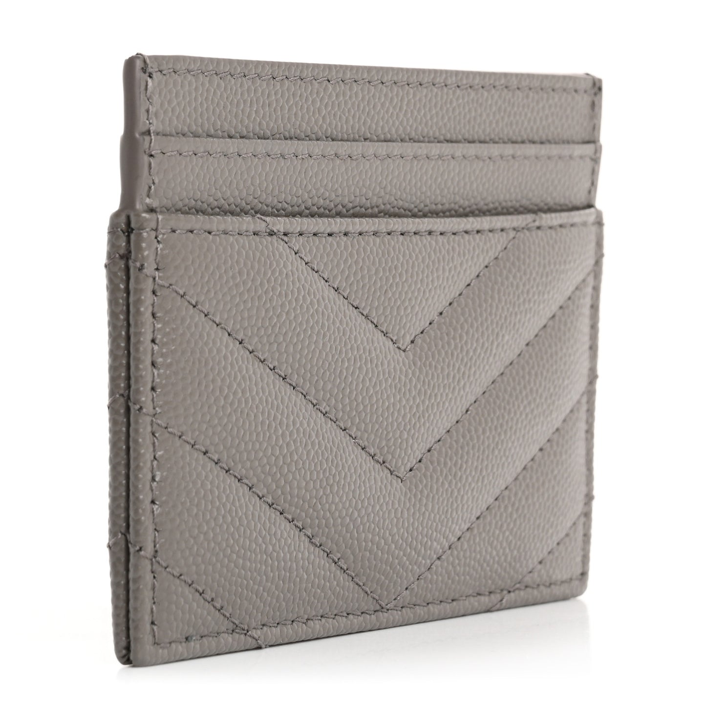 Grain De Poudre Matelasse Chevron Monogram Credit Card Case Fog