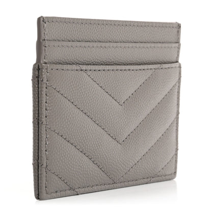 Saint Laurent Grain De Poudre Matelasse Chevron Monogram Credit Card Case Fog 3 of 8