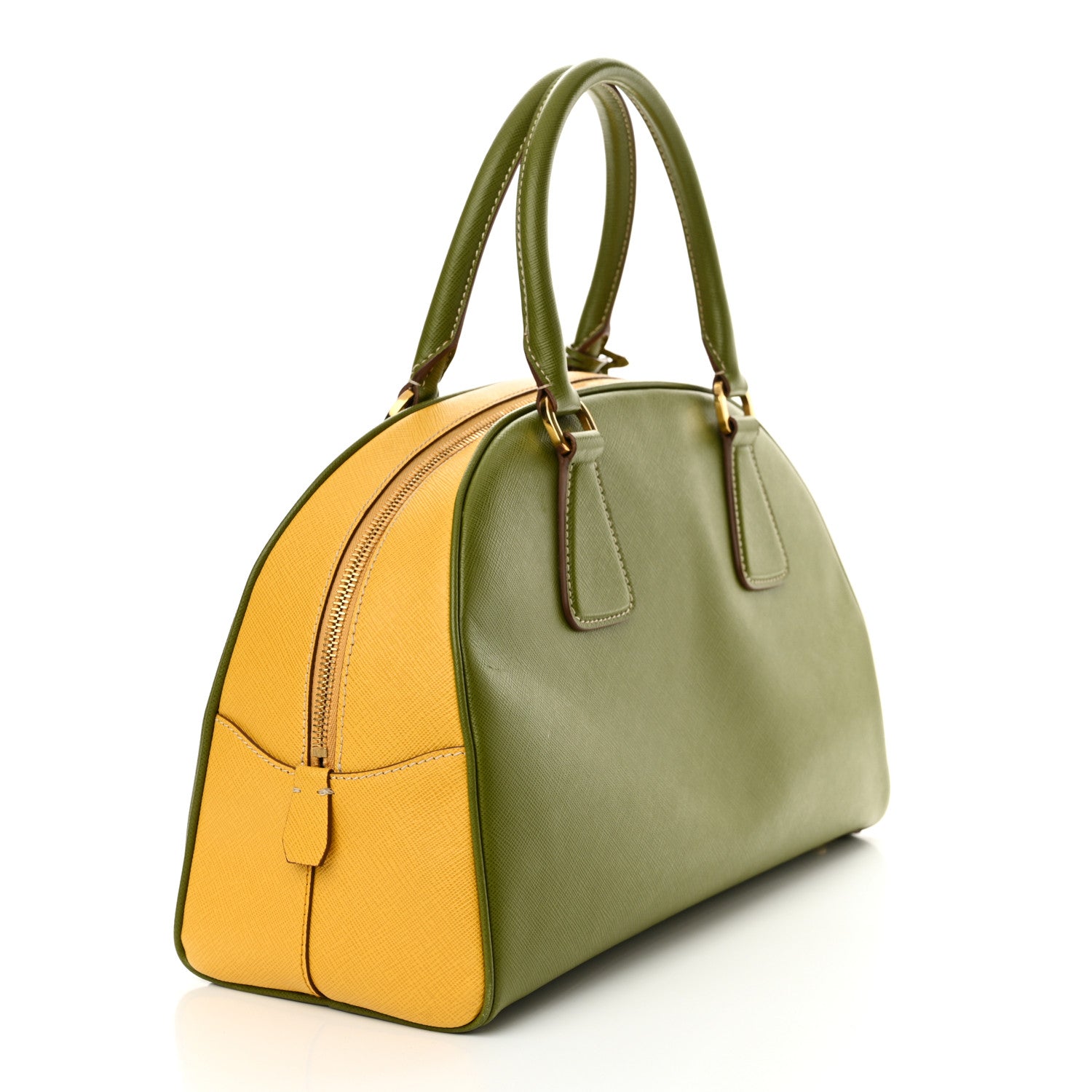 Prada Saffiano Lux Bowling Bag Edera Mimosa 3 of 12