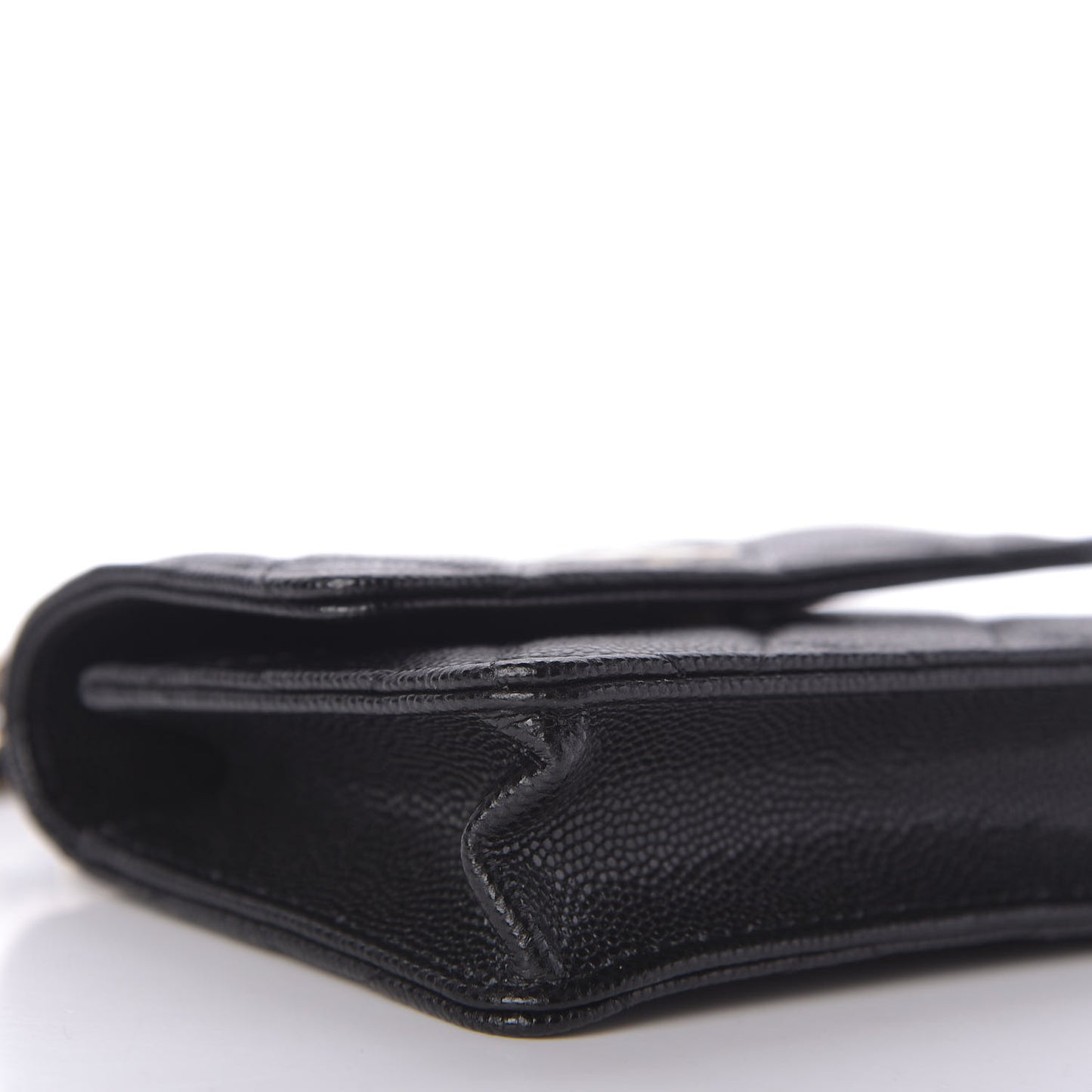Caviar Quilted Mini Pearl On Top Coin Purse With Chain Black