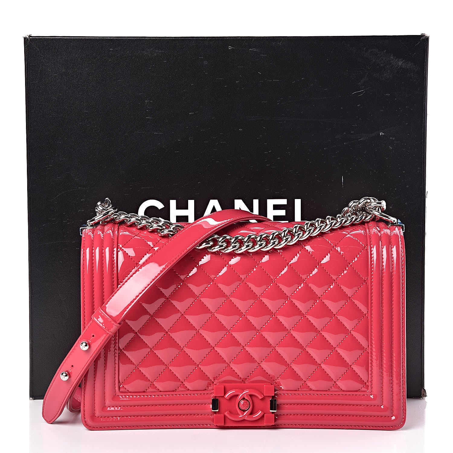 Chanel Patent Calfskin New Medium Plexiglass Boy Flap Pink 11 of 11