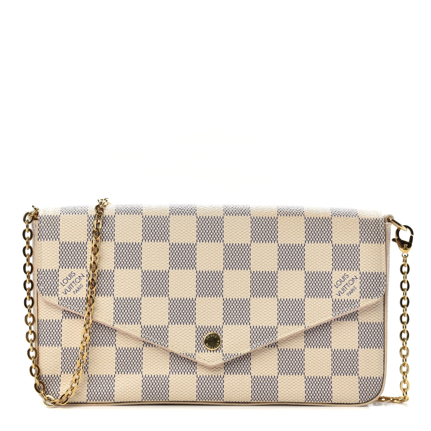 Louis Vuitton Damier Azur Pochette Felicie Chain Wallet Rose Ballerine 1 of 8