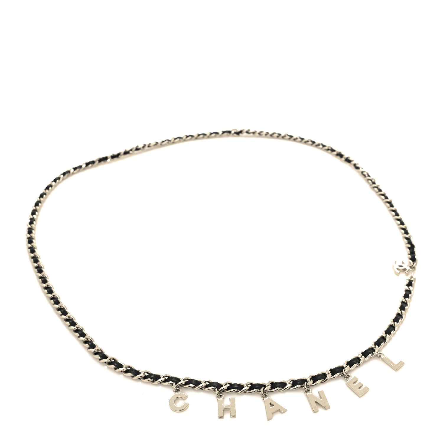 Chanel Lambskin Chain Logo Belt Black Silver 1 of 3