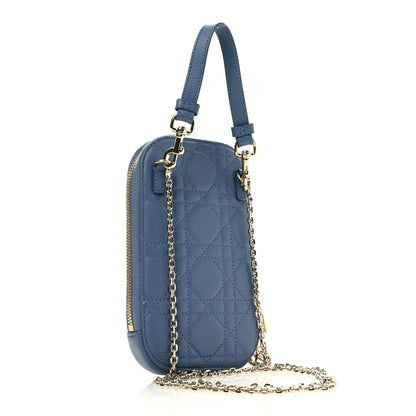 Christian Dior Lambskin Cannage Lady Dior Phone Holder Cloud Blue 3 of 11
