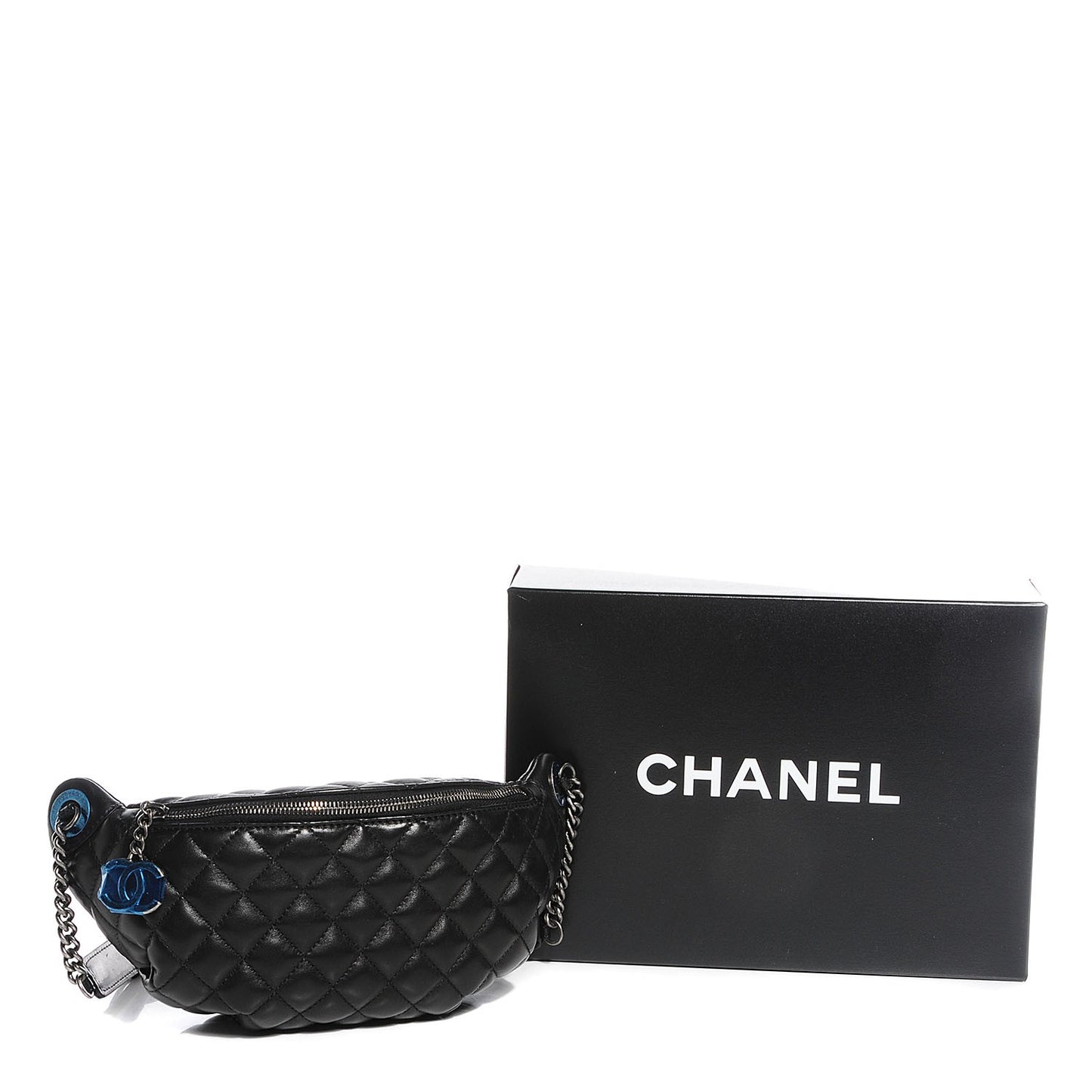 Lambskin Quilted Banane Waist Bag Black