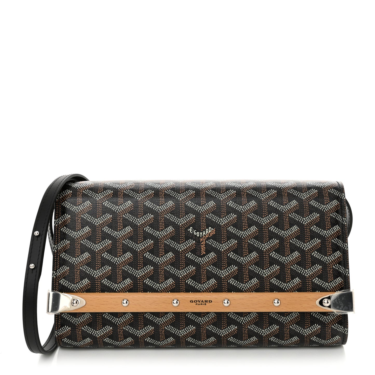 Goyardine Monte Carlo Bois Clutch With Strap Black
